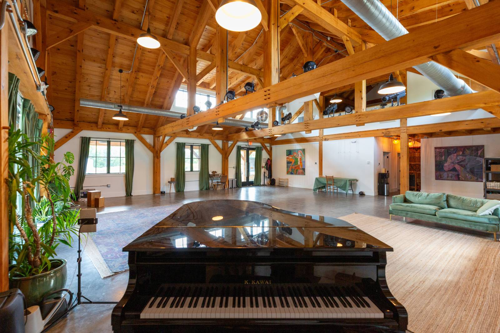 The view of the event space from behind a piano