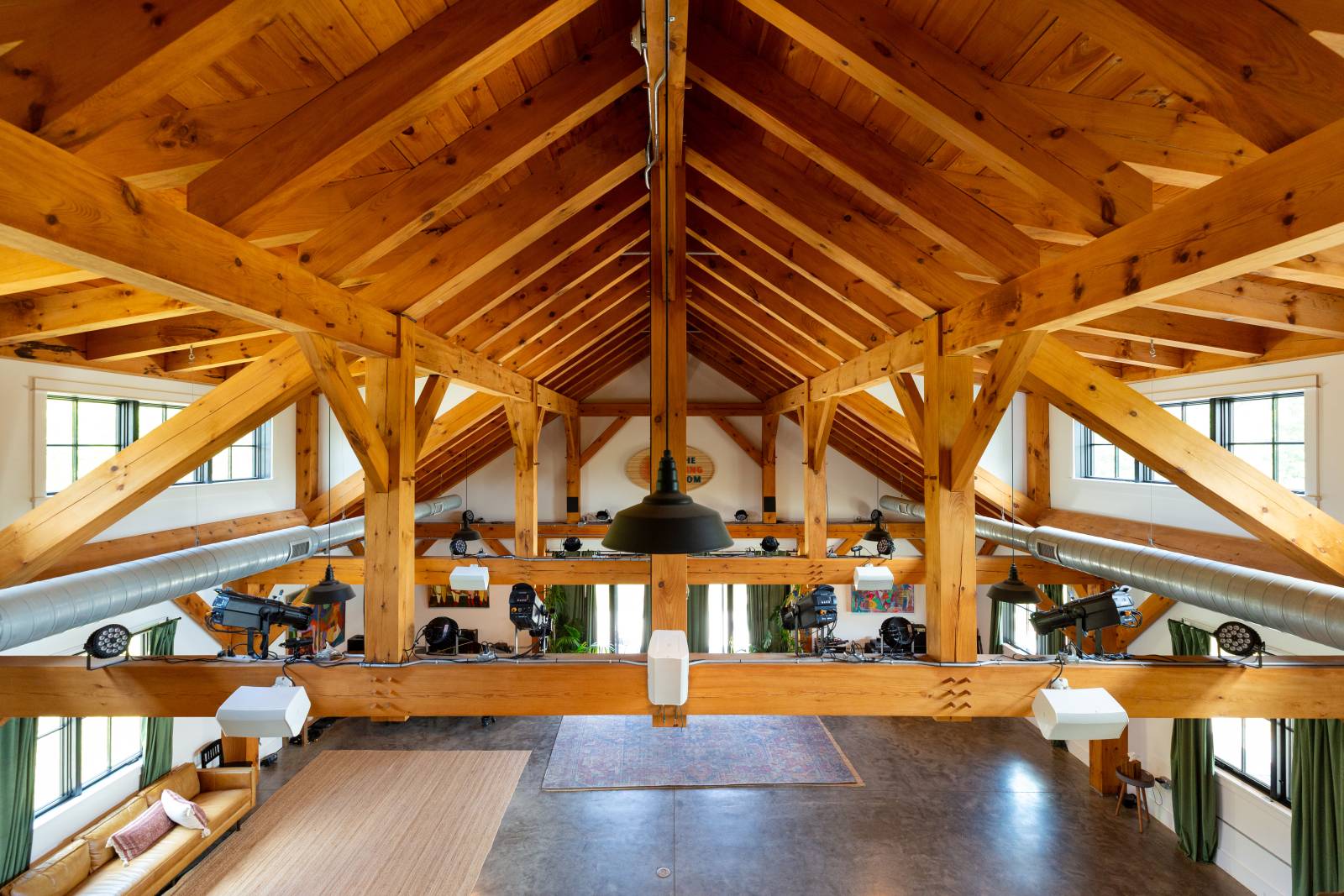 The loft offers a great view of the intricate timber framing that makes up full Circle