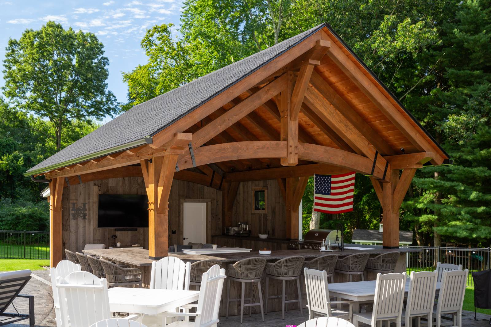 18' x 24' Teton Timber Frame Pavilion with Sansin stain