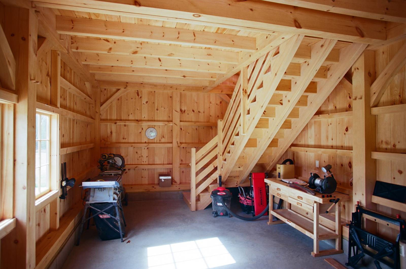 38' x 56' Lenox Carriage Barn Interior • Woodworking Shop