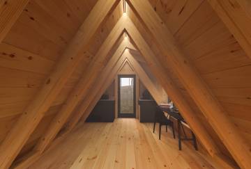 12' x 18' A-Frame Cabin Interior