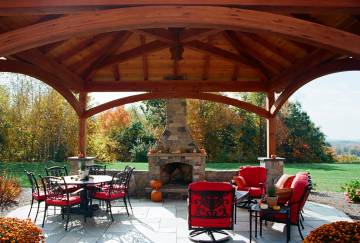 18' x 18' Jackson Timber Frame Pavilion Shown with Options