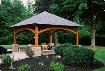 18' x 18' Jackson Timber Frame Pavilion Shown with Options