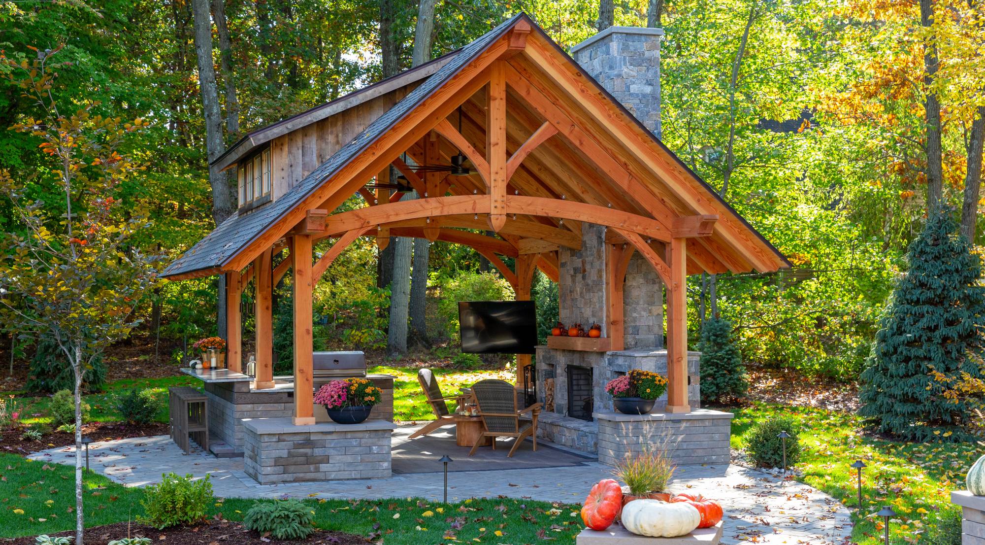 16' x 20' Teton Timber Frame Pavilion, Ellington, CT