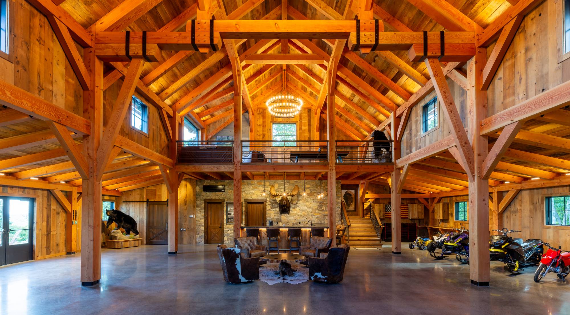 Custom Timber Frame Party Barn • Interior