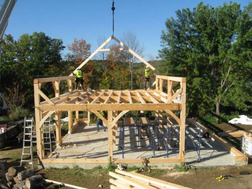 Craning the roof rafters