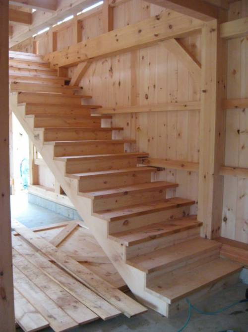 Timber frame stairway