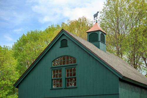 6' Pine Bow Top Window + Single Hung Windows + Cupola + Weathervane