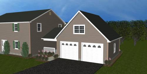 3D rendering: 24' x 24' Newport with Breezeway Attachment