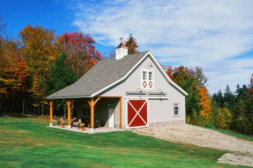 24' x 28' Post & Beam Carriage Barn with 10' Lean-To (Ludlow VT)