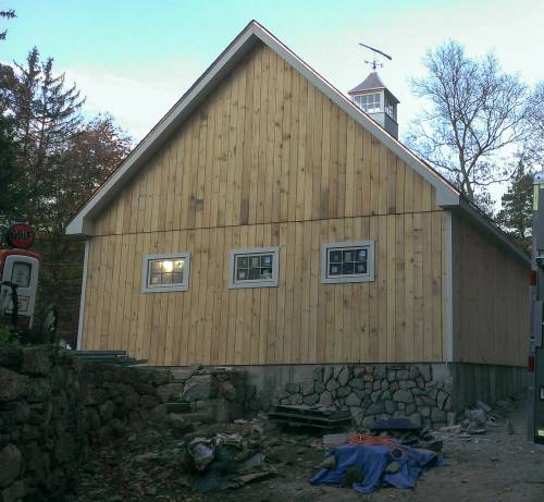 Stone work on foundation