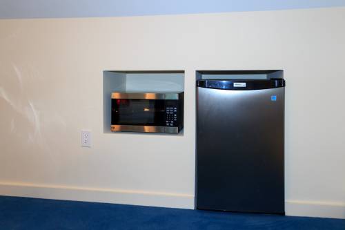 Microwave & Mini Fridge Built into Knee Wall