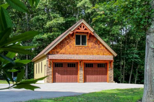 Cedar Shakes & Timber Frame Details on this 26x40 Newport in Ellington CT