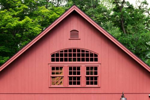 Bow Top Window and Double Hung Windows in Second Floor