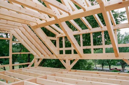 Third level of the timber frame barn