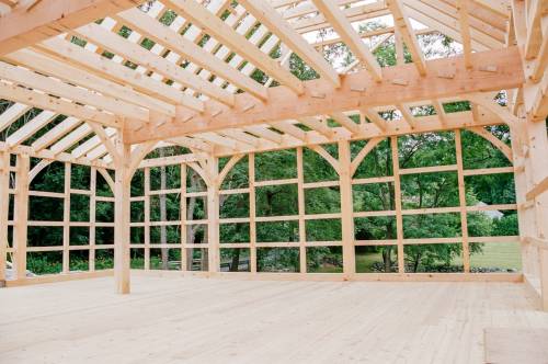 Main level of the barn showing clear span