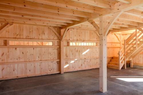 Partition Wall with Transom Lights Between Barn & Lean-To