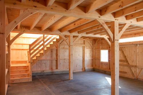 Heavy Timber Pine Stairway & Sliding Barn Door