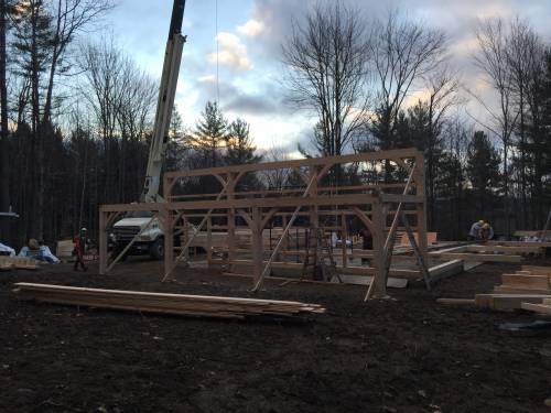 Our timberframers on site to raise the frame