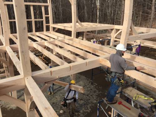 Working on second floor loft joists