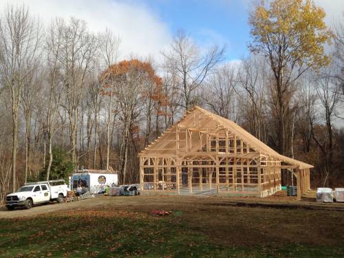 Timber frame completely standing