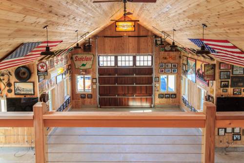 From loft looking at oversized garage door