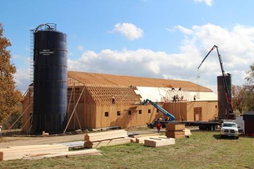 Beginning roof trusses on bump-out