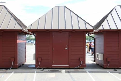 Back view of ticket booth