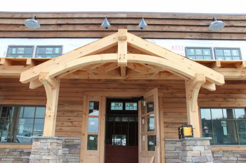 Front porch timber framed entry