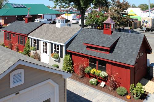 Looking at the sheds from upstairs in the garage