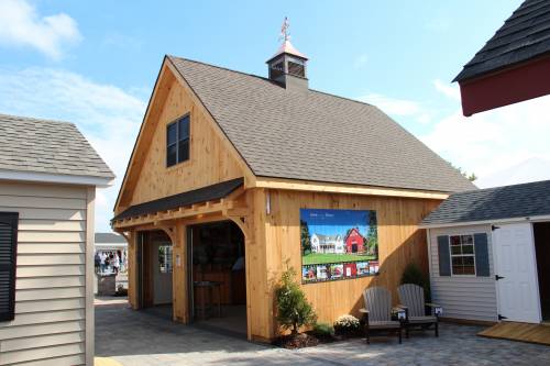 Newport Custom Garage with vertical pine siding