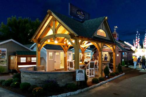 12' x 20' Teton Timber Frame Pavilion at Night