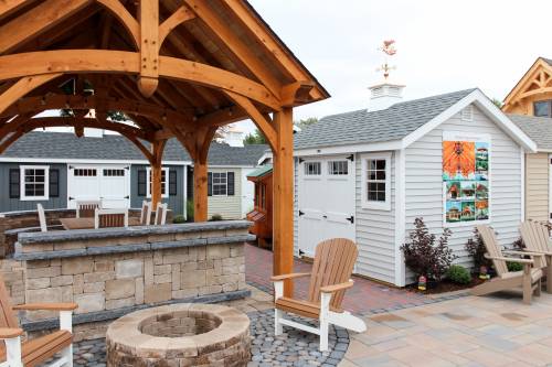 Sheds Around the Pavilion (Notice the Classic Cape with Light Gray Vinyl Siding)