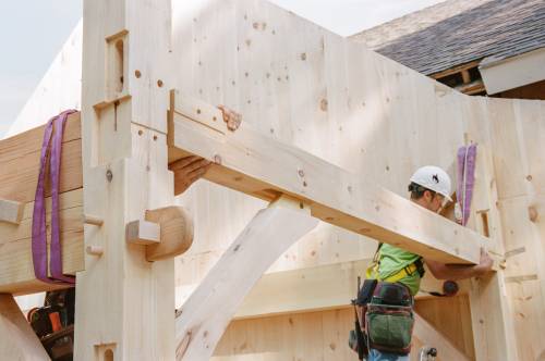 Setting the timbers in place