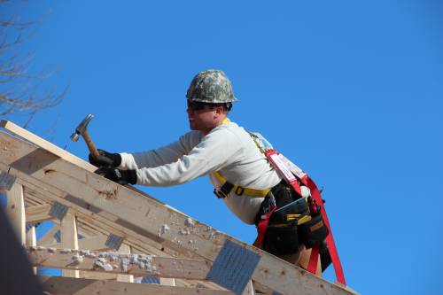 Nick securing the truss