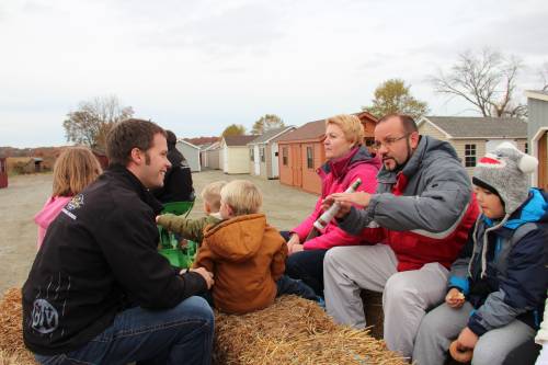 Ev talking barns on the hay ride