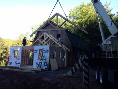 Additional timbers craned into place