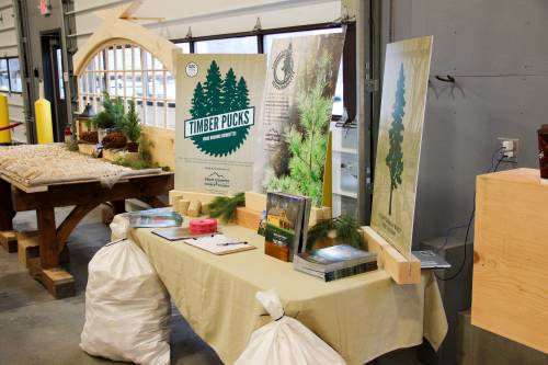 Timber Pucks & sustainability display