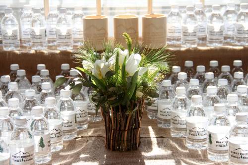 Water bottles & flowers