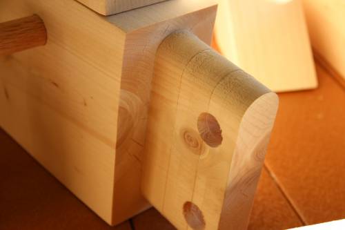 Closeup of finished mortise & tenon joinery