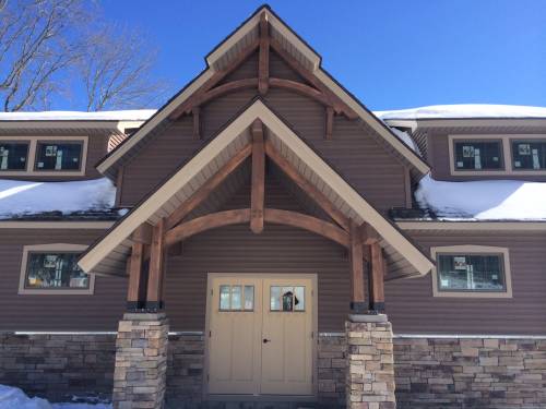 Timber frame portico entrance