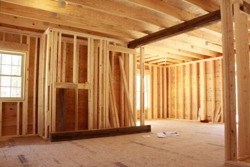 Living room with fireplace framing