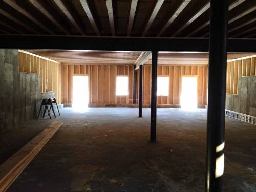 Full walk-out basement with only 3 steel columns