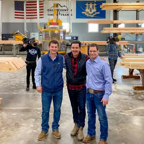 Chris Skinner, Jonathan Knight, and Everett Skinner IV at Great Country Timber Frames