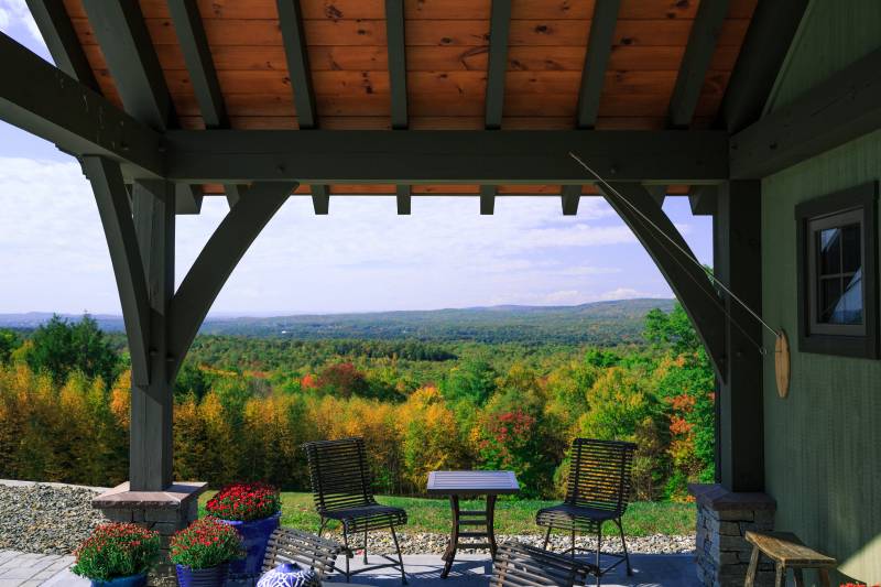 View from under the timber frame overhang