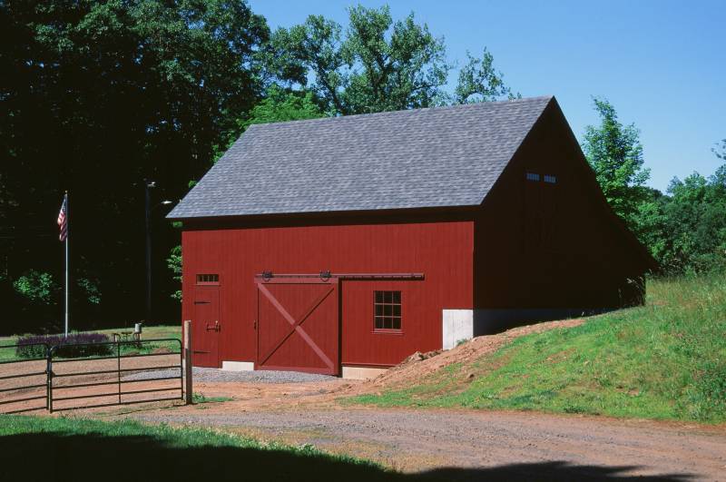 Barn is built into a hillside