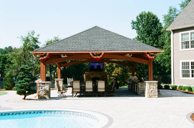 Expansive timber frame pavilion