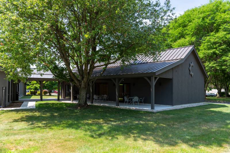 10' x 60' Timber Frame Open Lean-To Roof Overhang