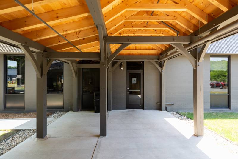 Timber Frame Covered Walkway to Office