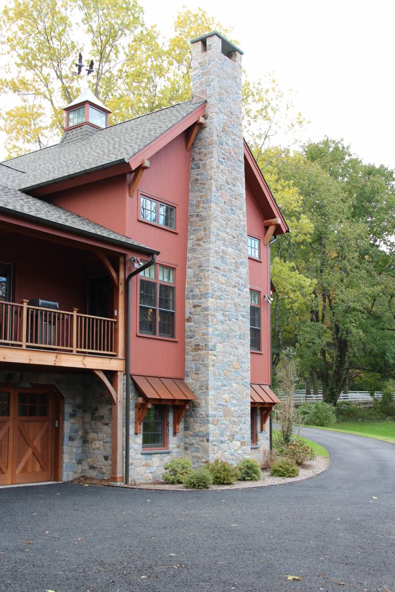 Exterior: Stone Chimney on the Barn Portion